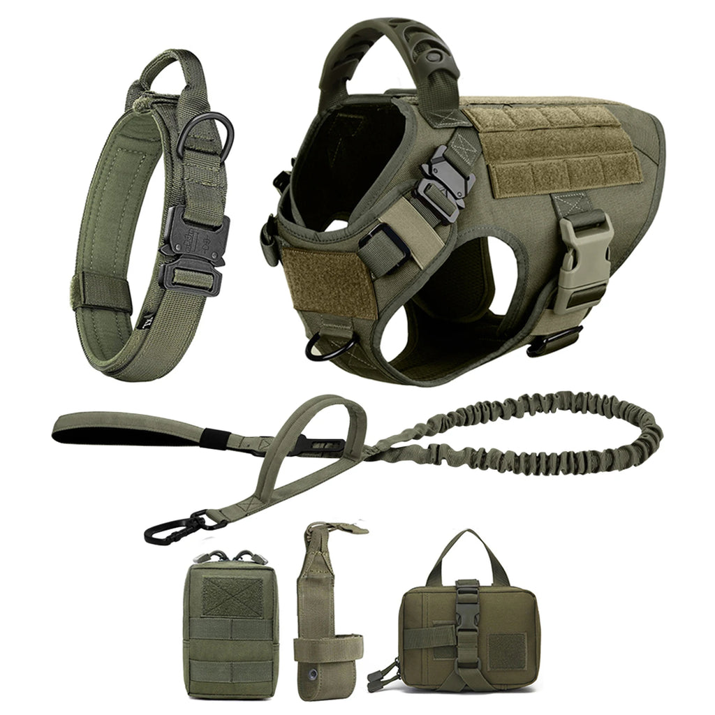 Large Dog Harness And Leash Set Pet German Shepherd Malinois Training Walking Vest Dog Harness And Collar For Medium Large Dogs - Curl and Collar