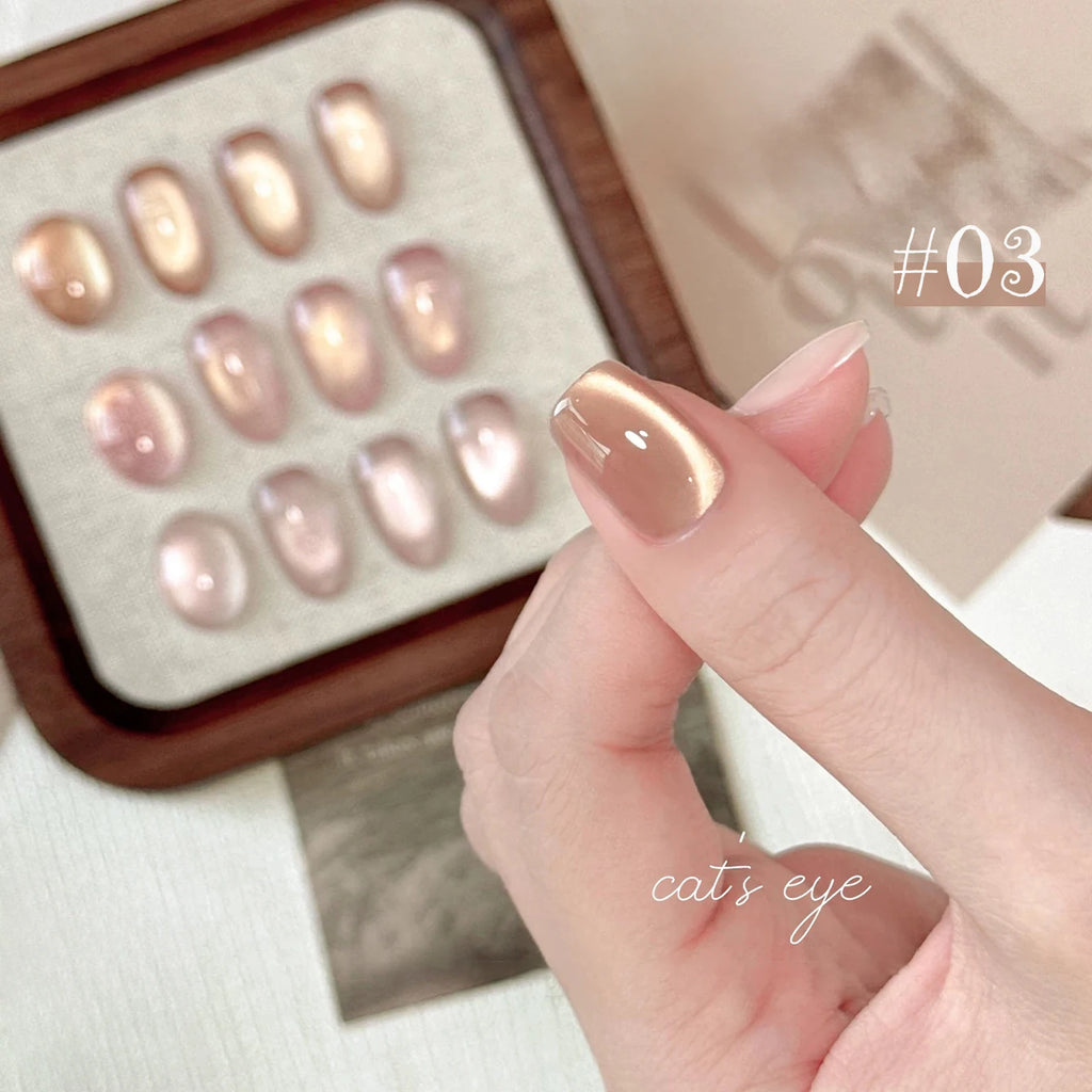 1-12pcs SHAKA Autumn Tanhua Cat Eye Pink Transparent Color Gel Nail Polish 2026 New Simple And Generous Halloween Nail Gel - Curl and Collar