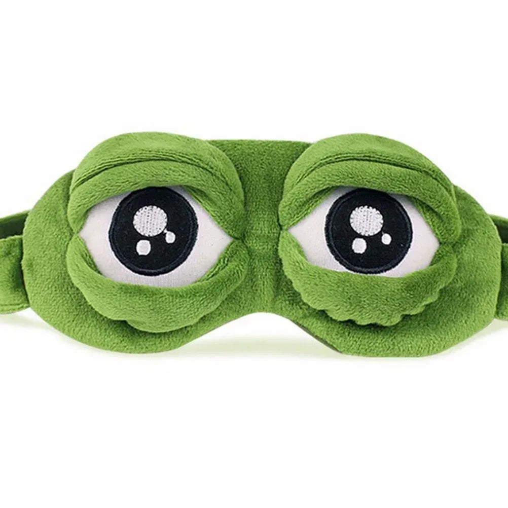 3D Sad Frog Sleep Mask Natural Sleeping Eyeshade Cover Shade Eye Patch Women Men Soft Portable Blindfold Travel Eyepatch - Curl and Collar