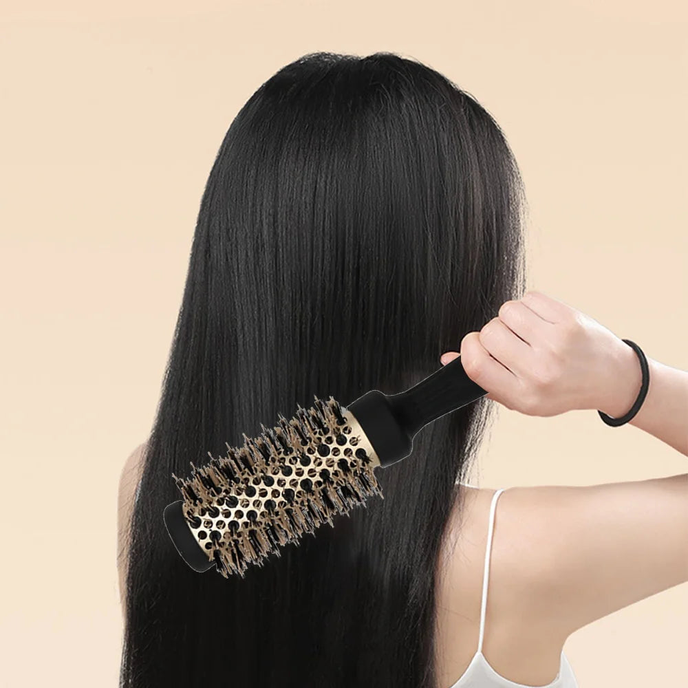 Hair Brush Comb Professional High Temperature Resistant Ceramic Iron Round Comb 5 Sizes For Blow Dry Salon Styling Tools