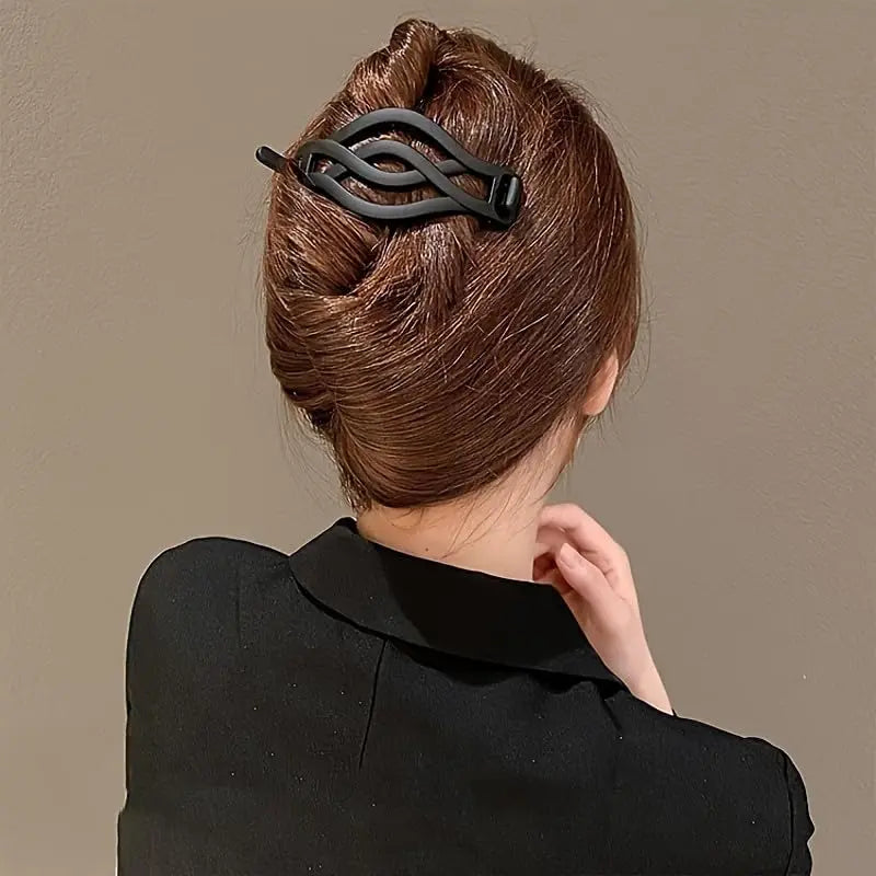 4PCS French Flat Round Hair Clips Vintage Twisted Non-Slip Buckle for Thick Thin Hair Women Girls - Curl and Collar