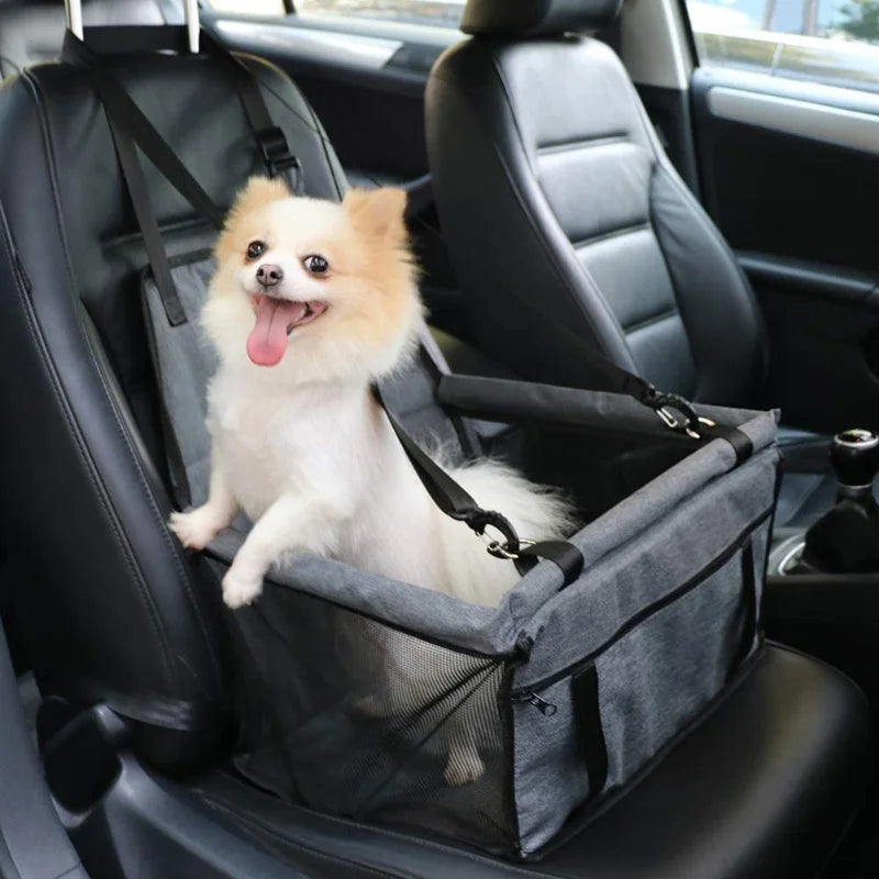 Waterproof Pet Car Seat Bag – Thickened Folding Dog Travel Mat with Safety Mesh - Curl and Collar