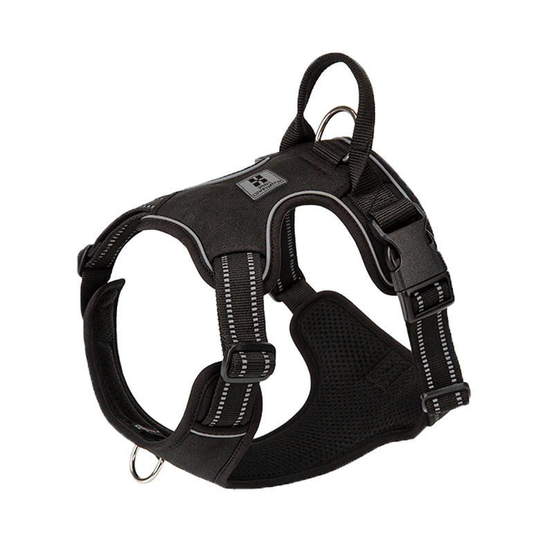 SMALL COMBINATION Dog Harness No Pull Reflective Pet Dog Chest Harness Adjustable for Small Medium Large Dogs Outdoor Walking - Curl and Collar