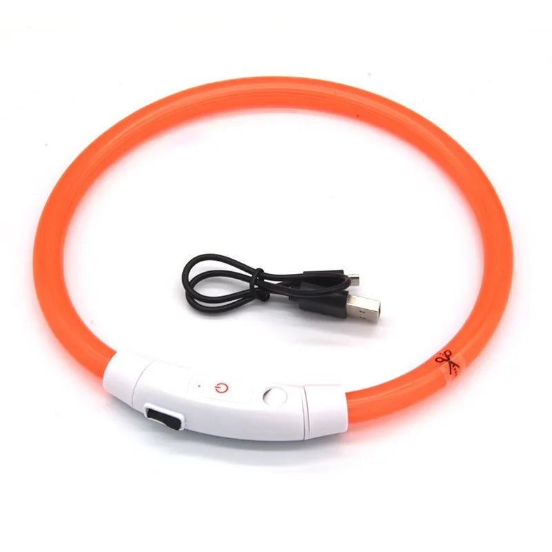 USB Rechargeable Fiber Optic Collar Pet Dog LED Light Collar Luminous Anti-Lost Dog Collar USB Rechargeable Dog Necklace Collar