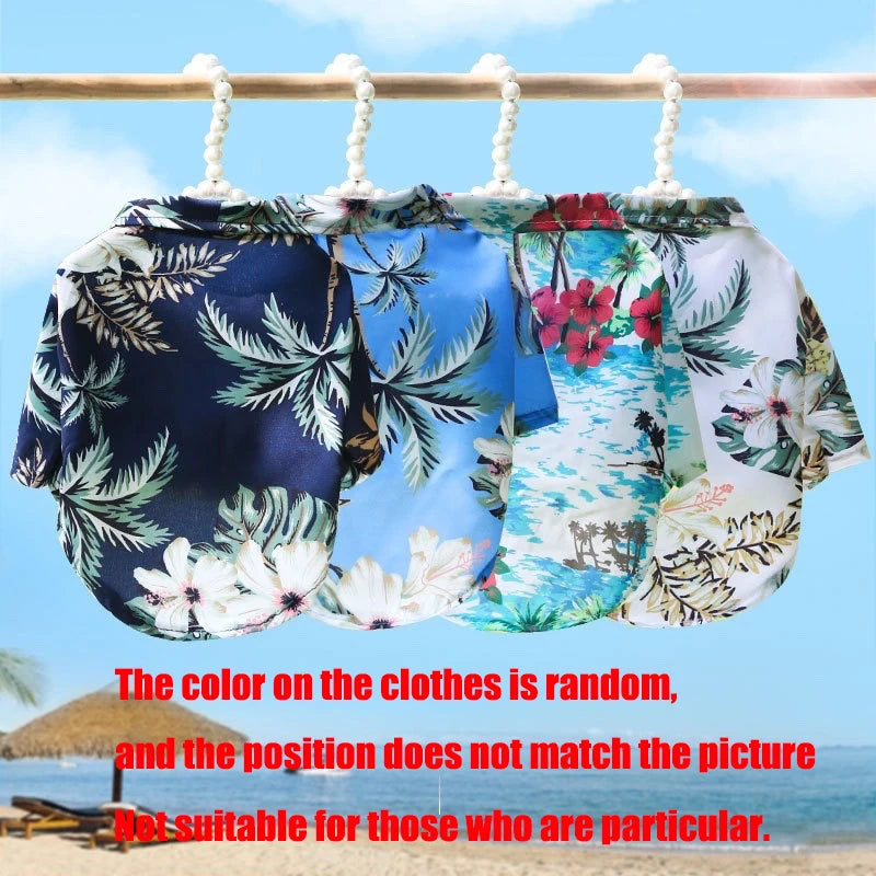 Hawaiian Style Pet Dog Clothe Summer SandBeach Dog Shirts for Small Medium Dogs Puppy Cat Clothing Ropa Perro Pug French Bulldog - Curl and Collar