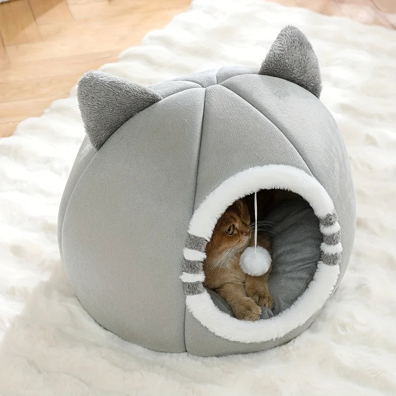 Deep Sleeping Cat Bed Cave Nest With Soft Mat Bed For Cats Pet Products Bag Sofa Pet House Dog Basket Tent Bearded Cama Para - Curl and Collar