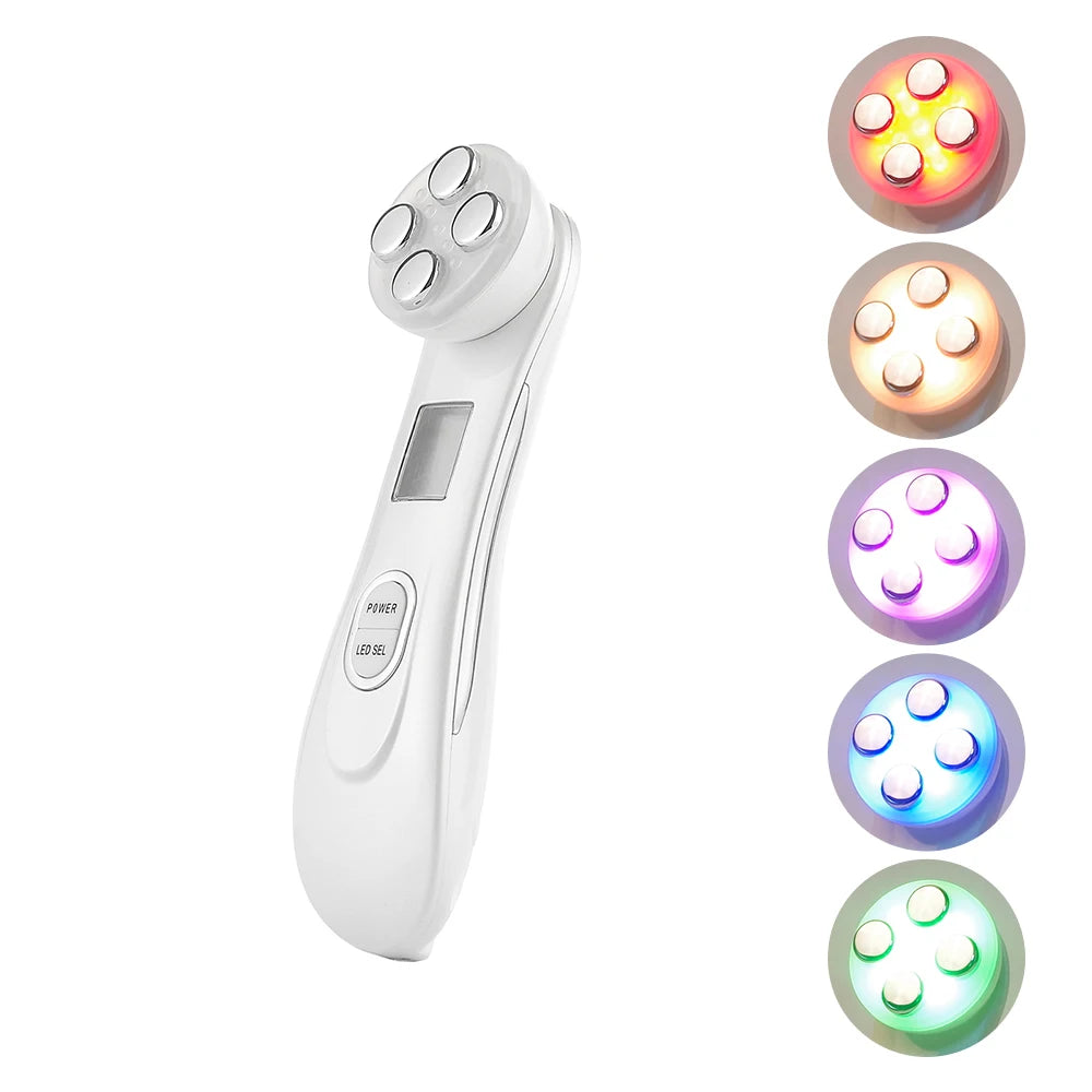 5 In 1 Home Facial Beauty Device Mesotherapy Electroporation RF Radio Frequency Facial LED Photon Skin Care Beauty Device Face Lifting Tighten - Curl and Collar