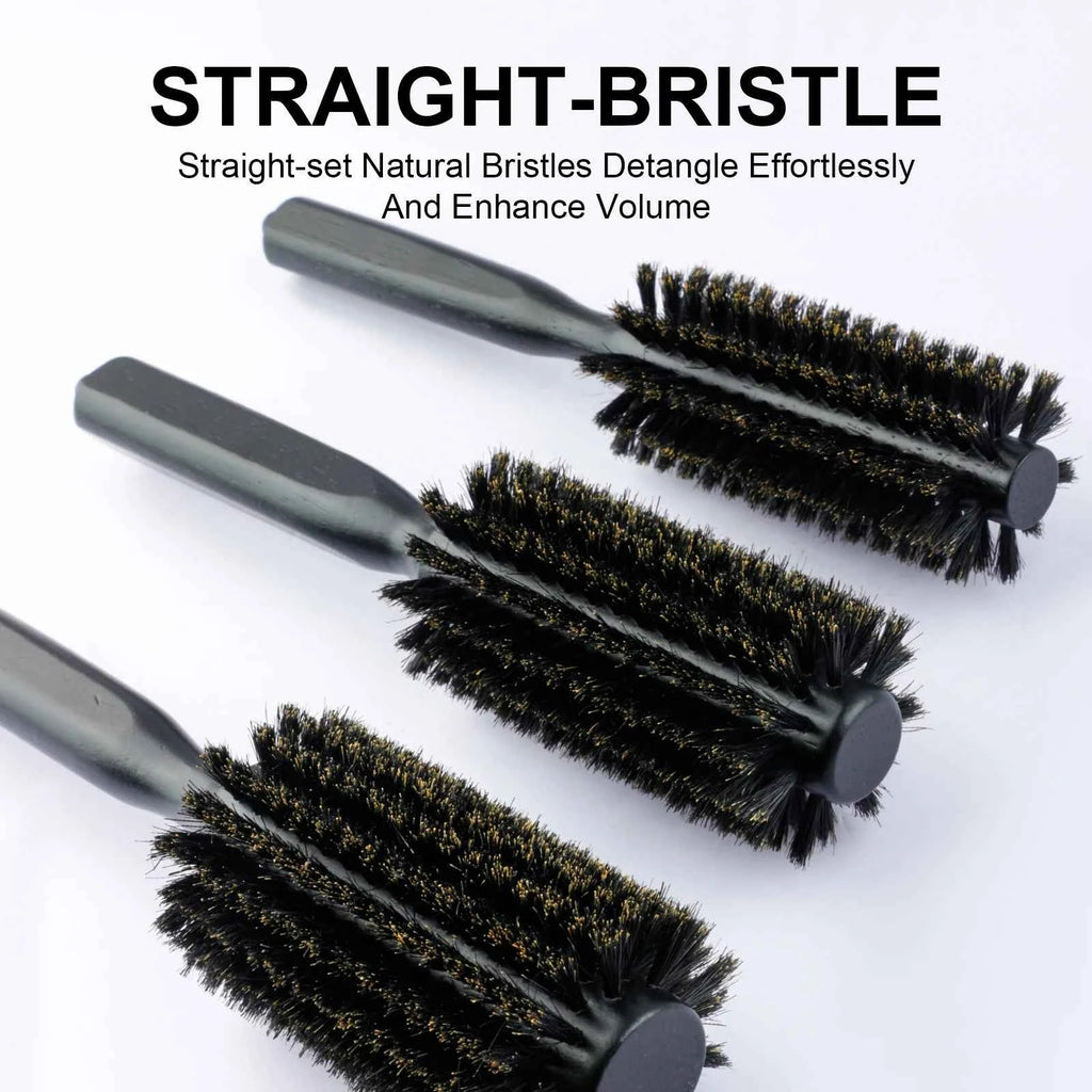 New 6 Sizes Black Wood Handle Boar Bristles Round Hair Brush Removable Tail Hairdressing Brush Pro Salon Barber Hair Round Comb