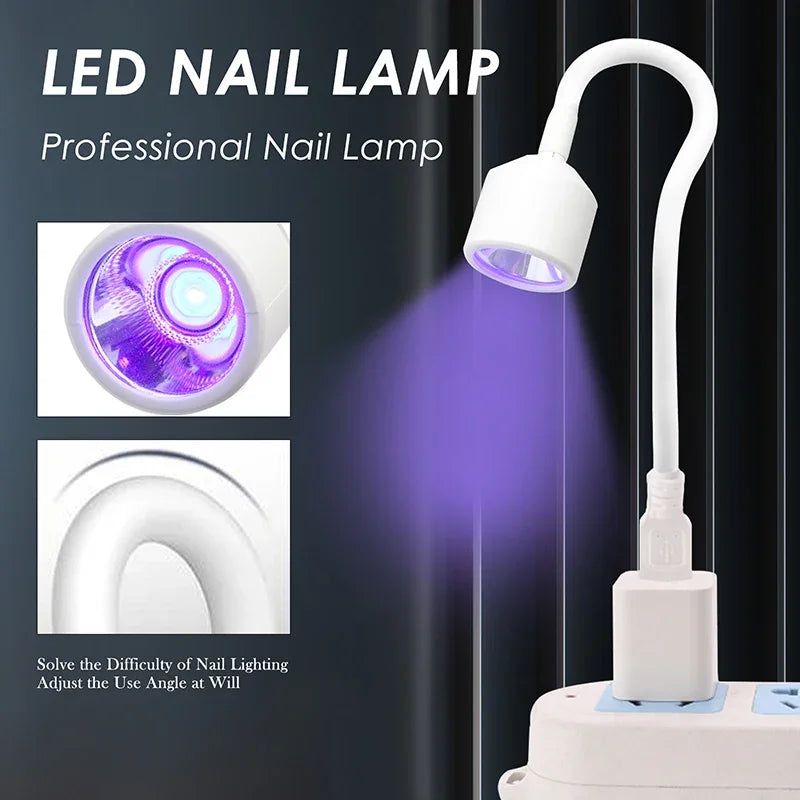 Mini Nail Dryer UV LED Nail Lamp Foldable USB Curing Lights Desk Lamp For Nail Gel Polish Quick Dry Nail Art Dryer Manicure Tool - Curl and Collar