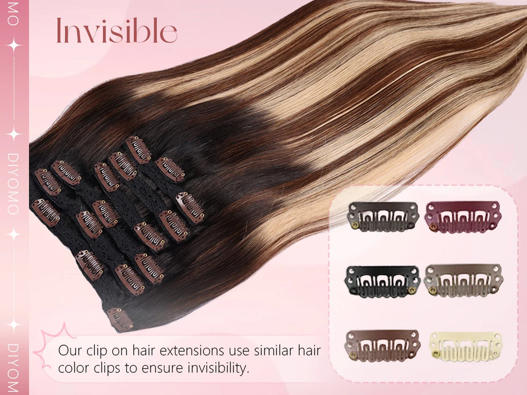 Natural Black Straight Human Hair Extensions Set of 7 PU Clip-In Invisible Wefts 100g Lightweight for Women Hairdressing - Curl and Collar