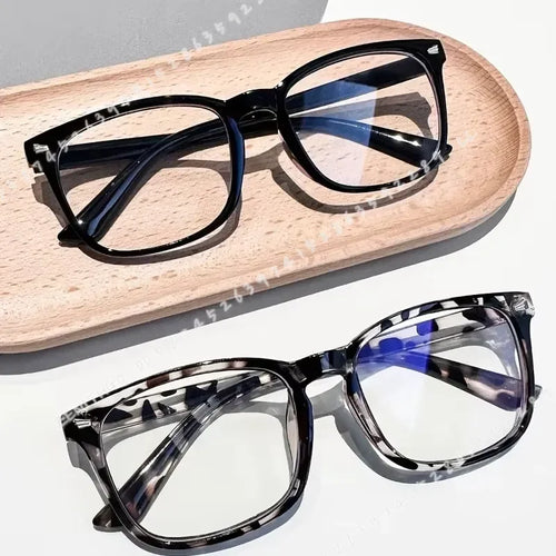 2pcs Women Square Blue Light Blocking Glasses Minimalist Black Clear Frame Anti Eye Strain for School Office Computer Use - Curl and Collar