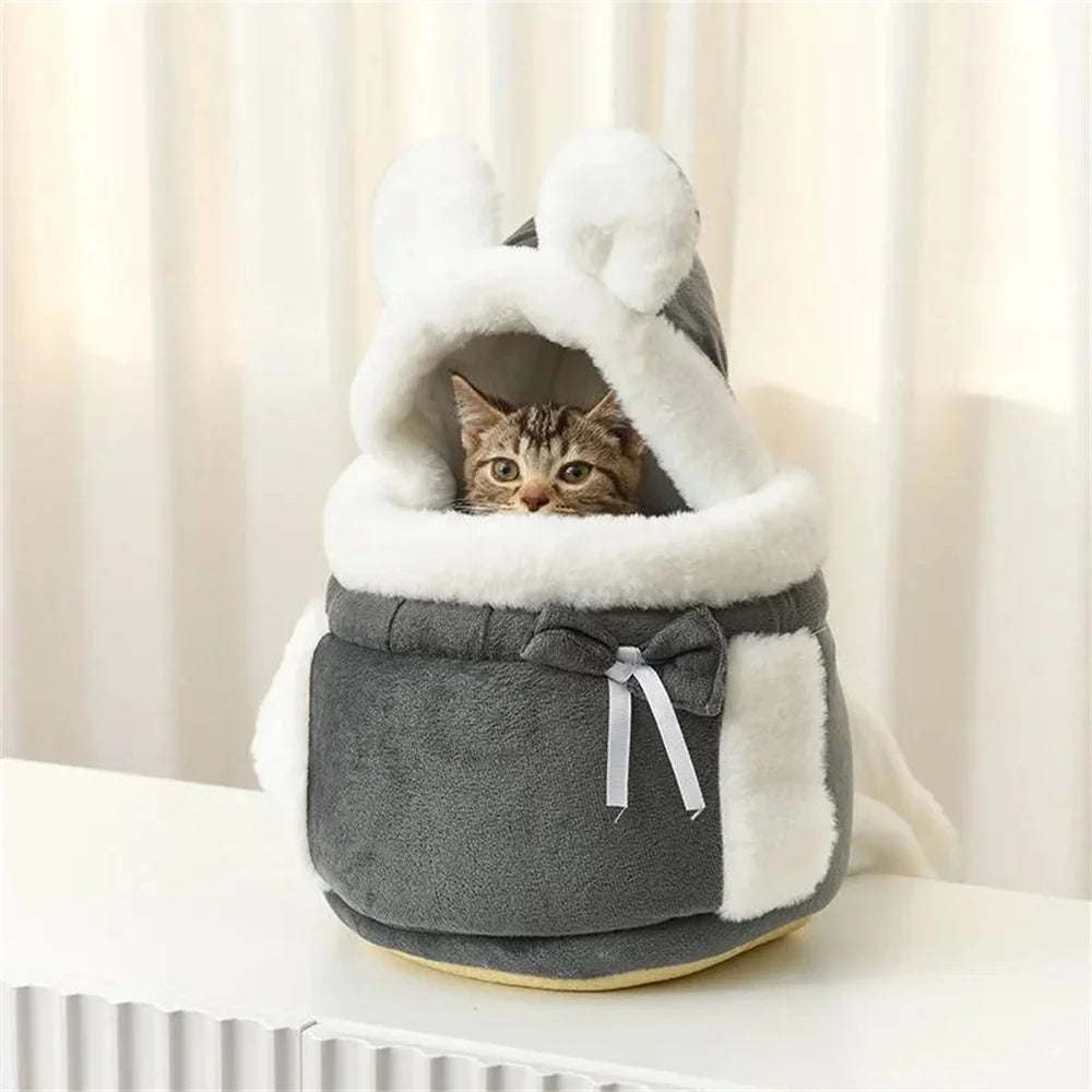 Outdoor Travel Chihuahua Puppy Dog Carrier Bacpack Winter Warm Pet Carrying Bags for Small Dogs Yorkshire Cat Nest Mascotas Home - Curl and Collar