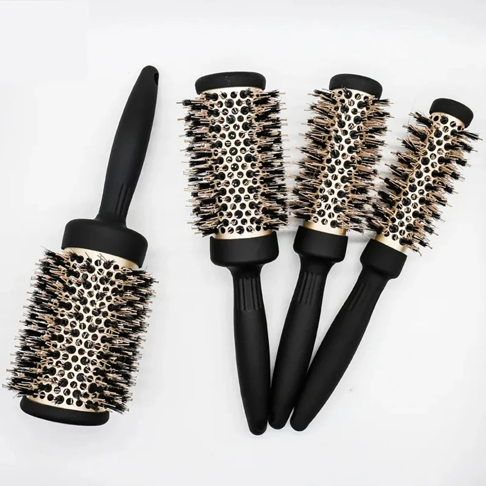 Hair Brush Comb Professional High Temperature Resistant Ceramic Iron Round Comb 5 Sizes For Blow Dry Salon Styling Tools