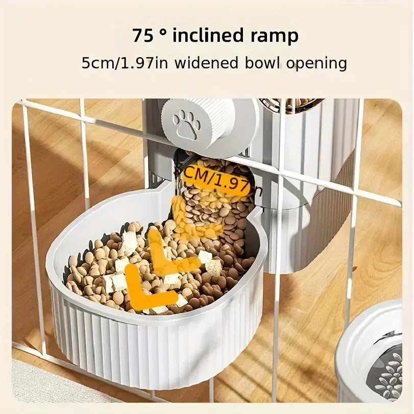 Suit Pet Hanging Water Dispenser Cat Automatic Feeder Dog Hanging Cage Drinking Water and Eating Supplies Cat Bowl Dog Food Bowl - Curl and Collar