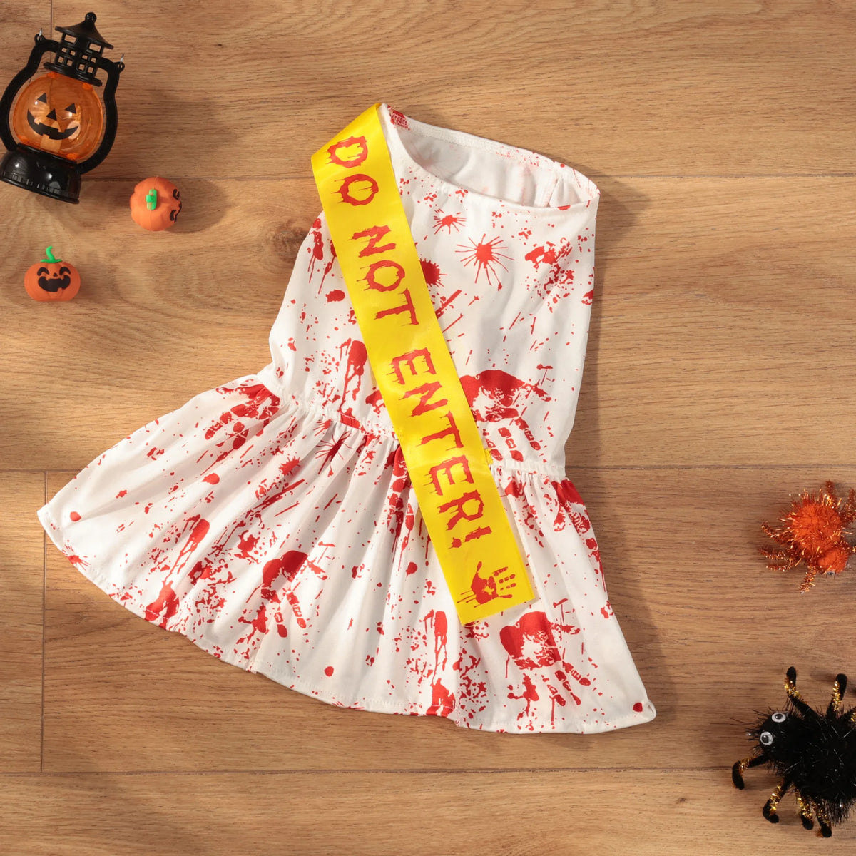 Halloween Pet Four Leg Dress Scary Blood Seal Pattern Dog Costume Holiday Party Cosplay Outfit - Curl and Collar