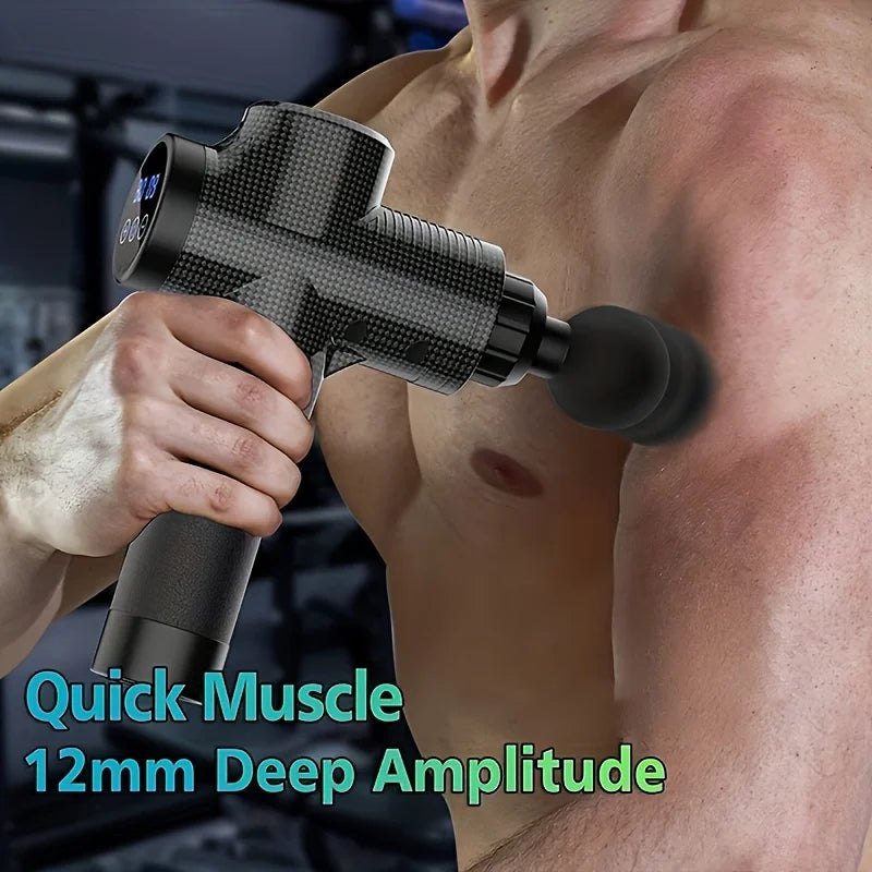 30 Level Massage Gun Fascia Deep Muscle Relax Body Neck Massager Electric Fitness Equipment Noise Reduction Male Female - Curl and Collar