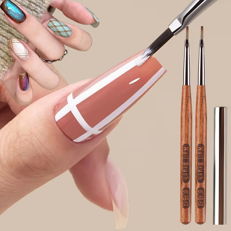 French Plaid Nail Art Brushes Set Line Grid Pattern Drawing Pen for DIY Design UV Gel Extension Manicure Painting Supplies - Curl and Collar