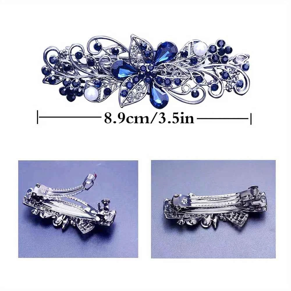 4pcs/pack Hair Barrettes for Women Ladies Flower Crystal Rhinestones Barrettes Pearl Spring Hair Clip Ponytail Holders Barrettes