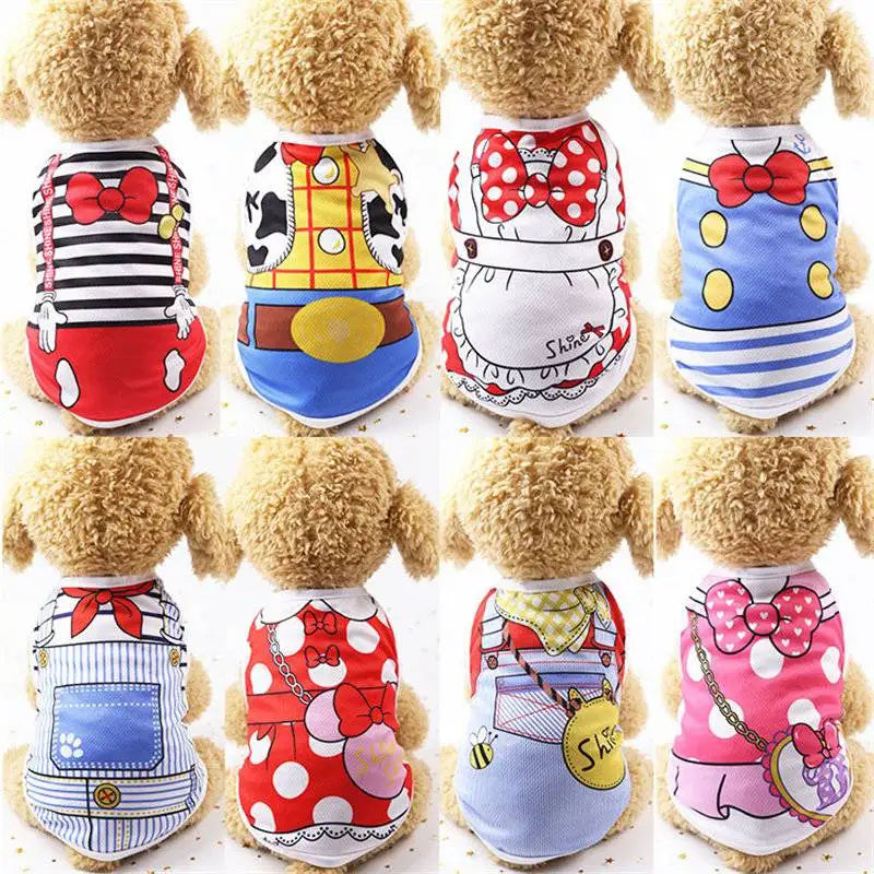 Pet Dog Clothes Cartoon Clothing Puppy Dogs Soft Vests Summer Shirt Casual T-Shirt for Small Pet Supplies - Curl and Collar
