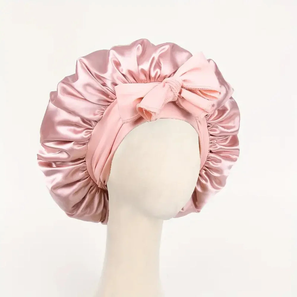 Satin Bonnet Silk Bonnet Adjustable Bonne For Sleeping Hair Bonnet With Tie Band Bonnets For Women Men - Curl and Collar