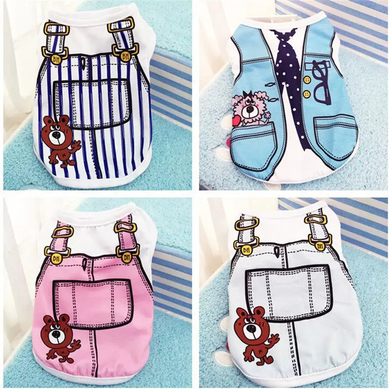 Pet Dog Clothes Cartoon Clothing Puppy Dogs Soft Vests Summer Shirt Casual T-Shirt for Small Pet Supplies - Curl and Collar