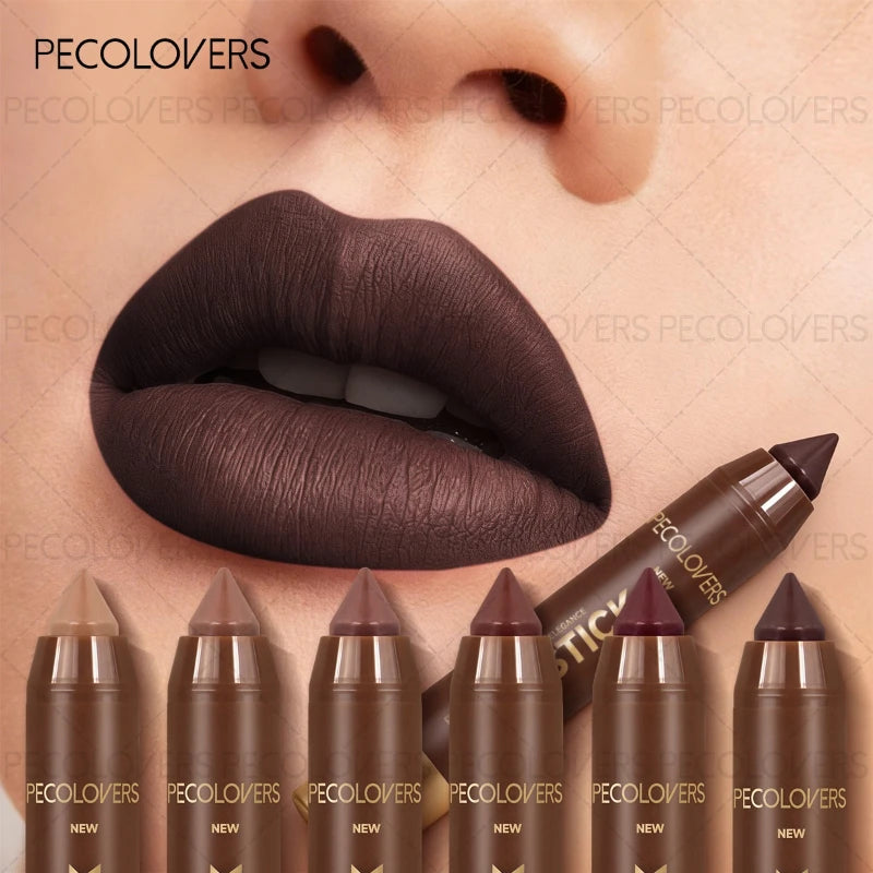 1PC Brown Matte Lip Liner Crayon, Smooth Application, Highly Pigmented, Long-lasting Wear, Lip Cosmetics - Curl and Collar