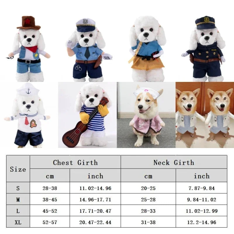 Halloween Funny Dog Clothes for Small Medium Dogs Cats Party Dressed Up Cosplay Costumes Bulldog French Chihuahua Pet Outfits - Curl and Collar
