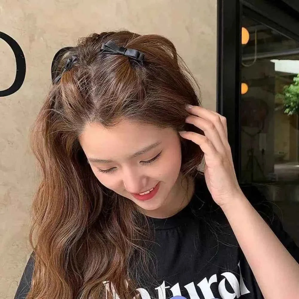 2pcs Korean Inserted Comb Bow Hair Comb Adornment Hair Clip Versatile Simple Anti-skid Curl Bangs Side Top Clip HairAccessoires