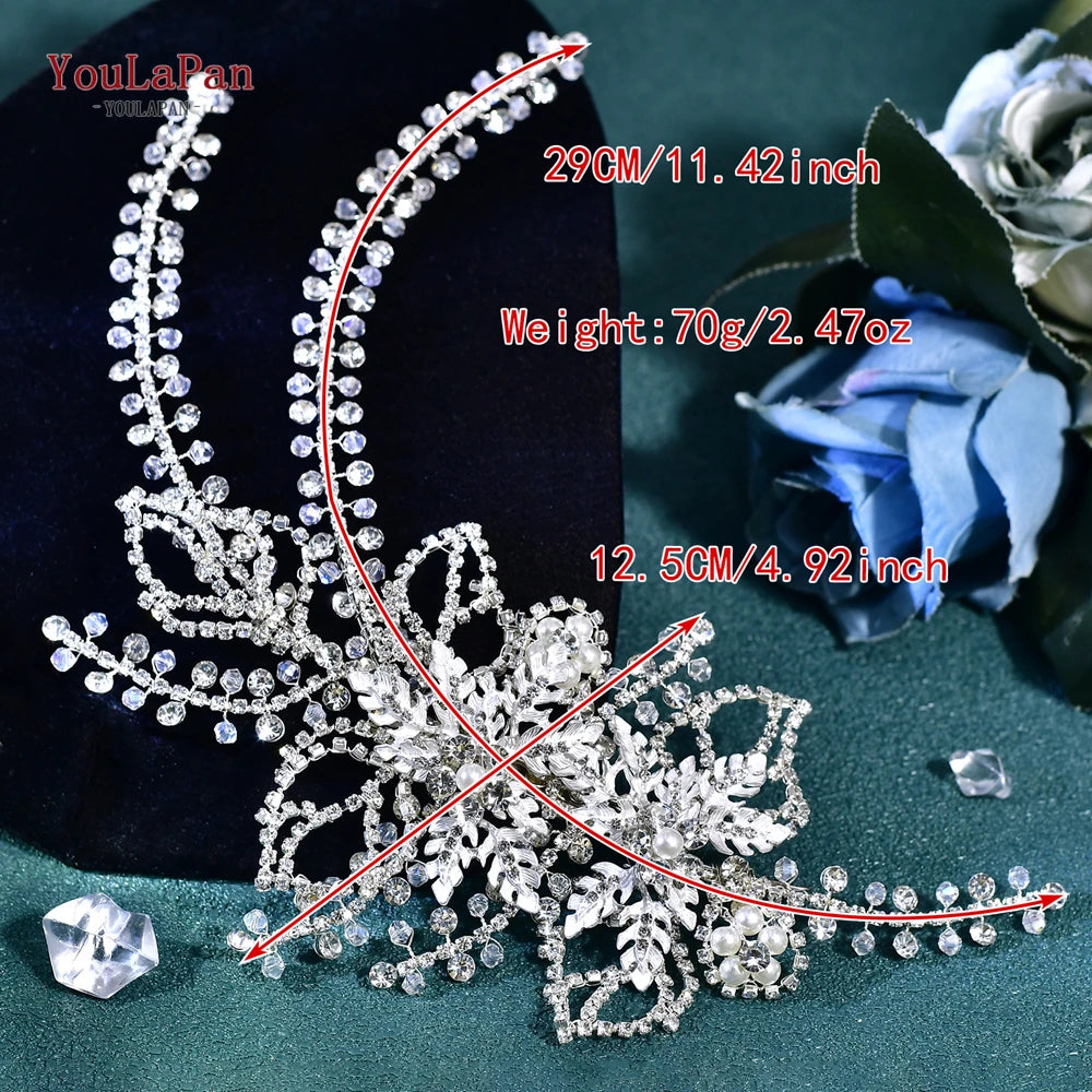 YouLaPan Rhinestone Tiara Bridal Headdress Wedding Hair Accessories Pageant Crown Woman Hair Clip Bridal Hairpin for Party HP254