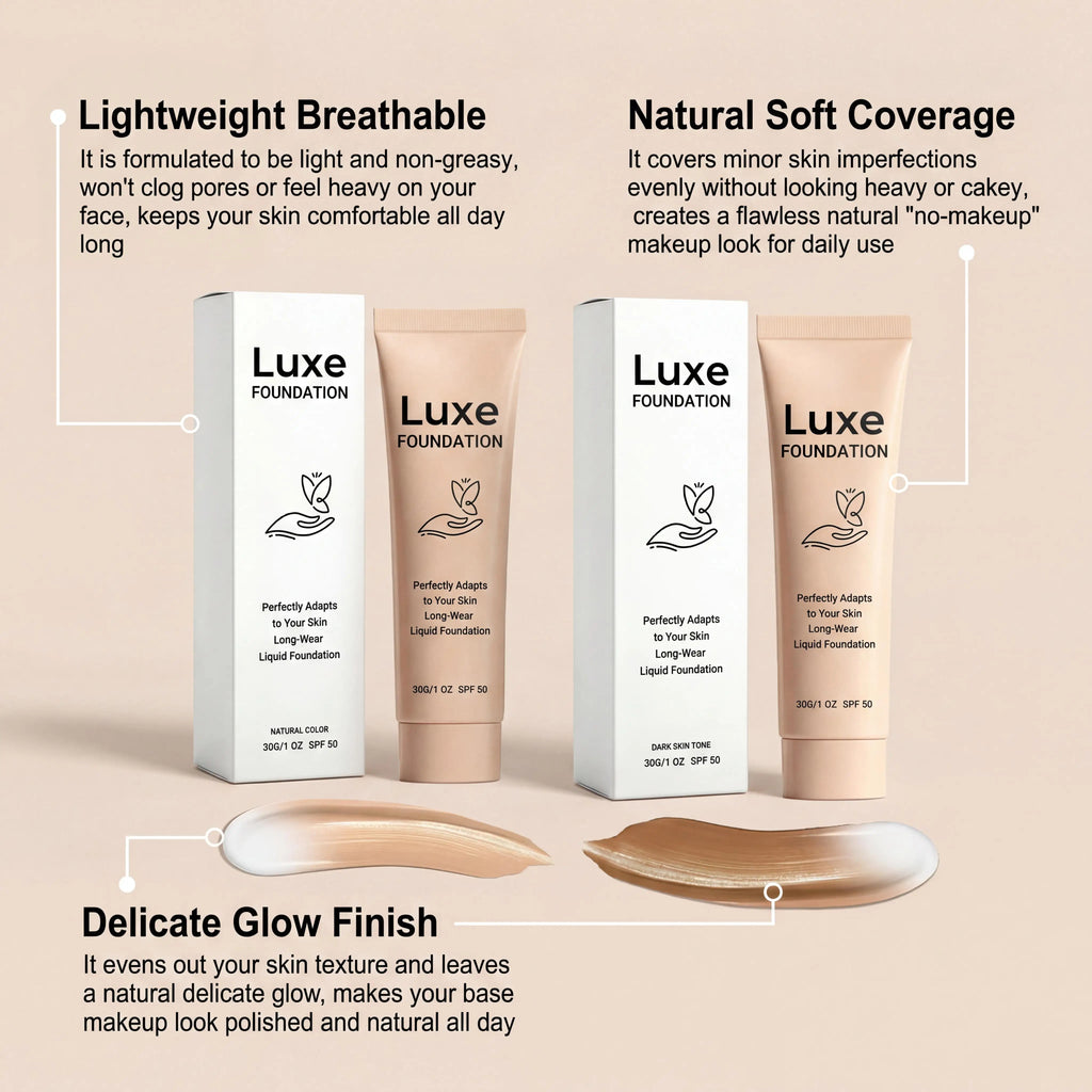 SPF 50 Color Changing Foundation Self Adjusting Adapt Skin Tone Conceal Face Fine Flaws Natural Invisible Skin Pores Makeup Base - Curl and Collar
