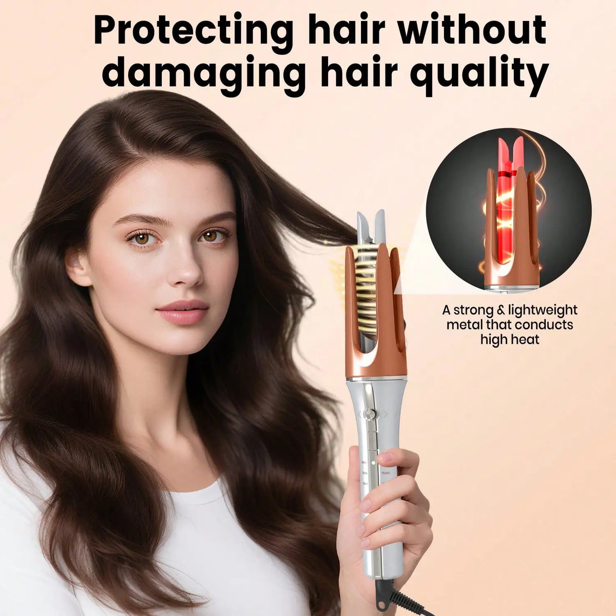 Portable Hair Curler For Ladies Business Trip Hotel Use 1PCS Valentine's Day Gift Adjustable Temperature 360° Swivel Cord Curling Wand Automatic Curling Iron Lazy Curl Negative Ion Perm Big Curl Big Curl Big Wavy Girl Does N - Curl and Collar