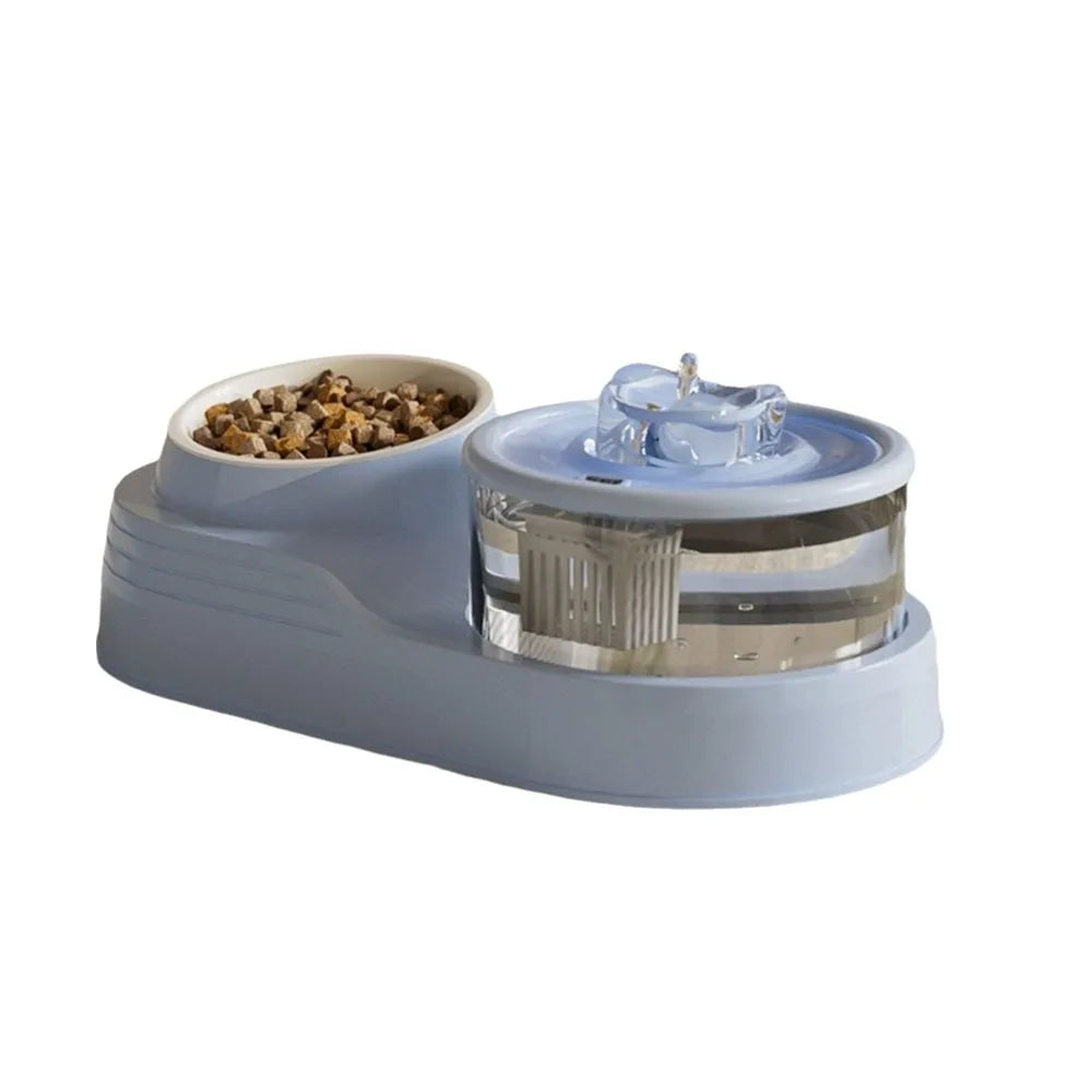 USB Charging 2-in-1 Pets Water Fountain Auto Filter Mute Cat Drinker Bowl Large Capacity Neck Protection Pet Feeder for Home - Curl and Collar