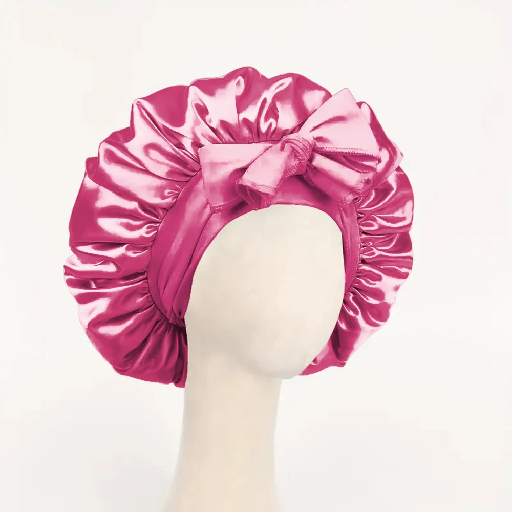 Satin Bonnet Silk Bonnet Adjustable Bonne For Sleeping Hair Bonnet With Tie Band Bonnets For Women Men - Curl and Collar
