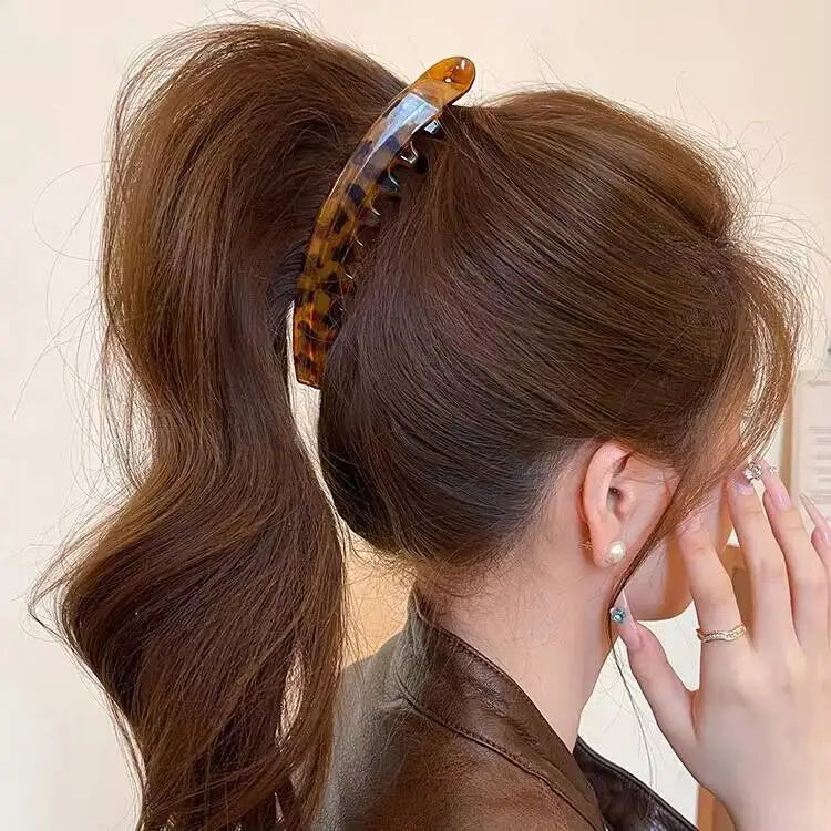 Tortoiseshell Banana Hair Clip Fish Shaped Hairpin For Women Hair Accessories Hairgrips Twist Clamp Ponytail Barrettes Headwear - Curl and Collar