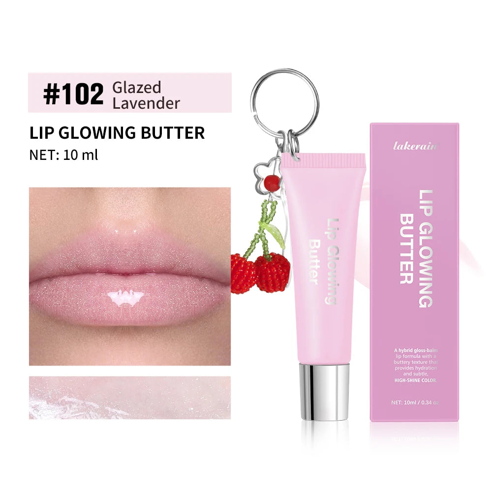 Lip Glowing Butter Lip Gloss With Cherry Pendant Moisturizing Shiny Plumping Lip Tint Hydrating Mirror Liquid Lipstick Long Lasting Lip Balm Makeup - Curl and Collar