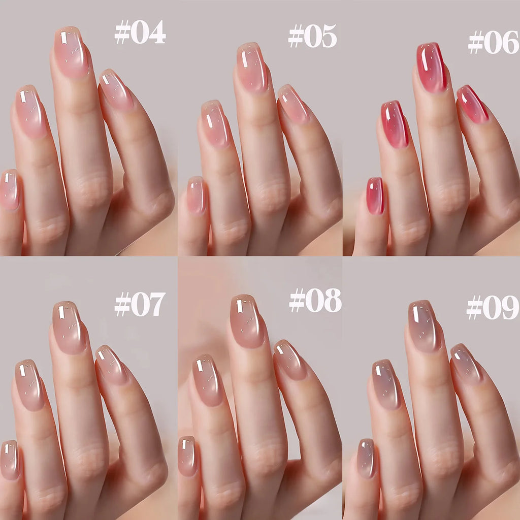 1-12pcs SHAKA Autumn Tanhua Cat Eye Pink Transparent Color Gel Nail Polish 2026 New Simple And Generous Halloween Nail Gel - Curl and Collar