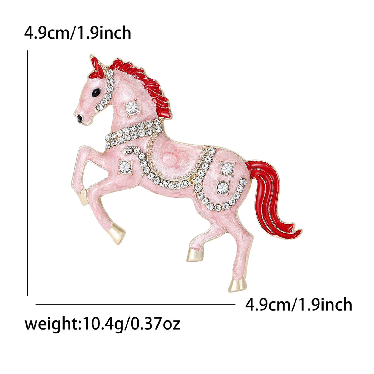 Classic Rhinestone Horse Brooches for Women Enamel Zodiac Animal Pins Office Party Friend New Year Gifts Jewelry Accessories - Curl and Collar