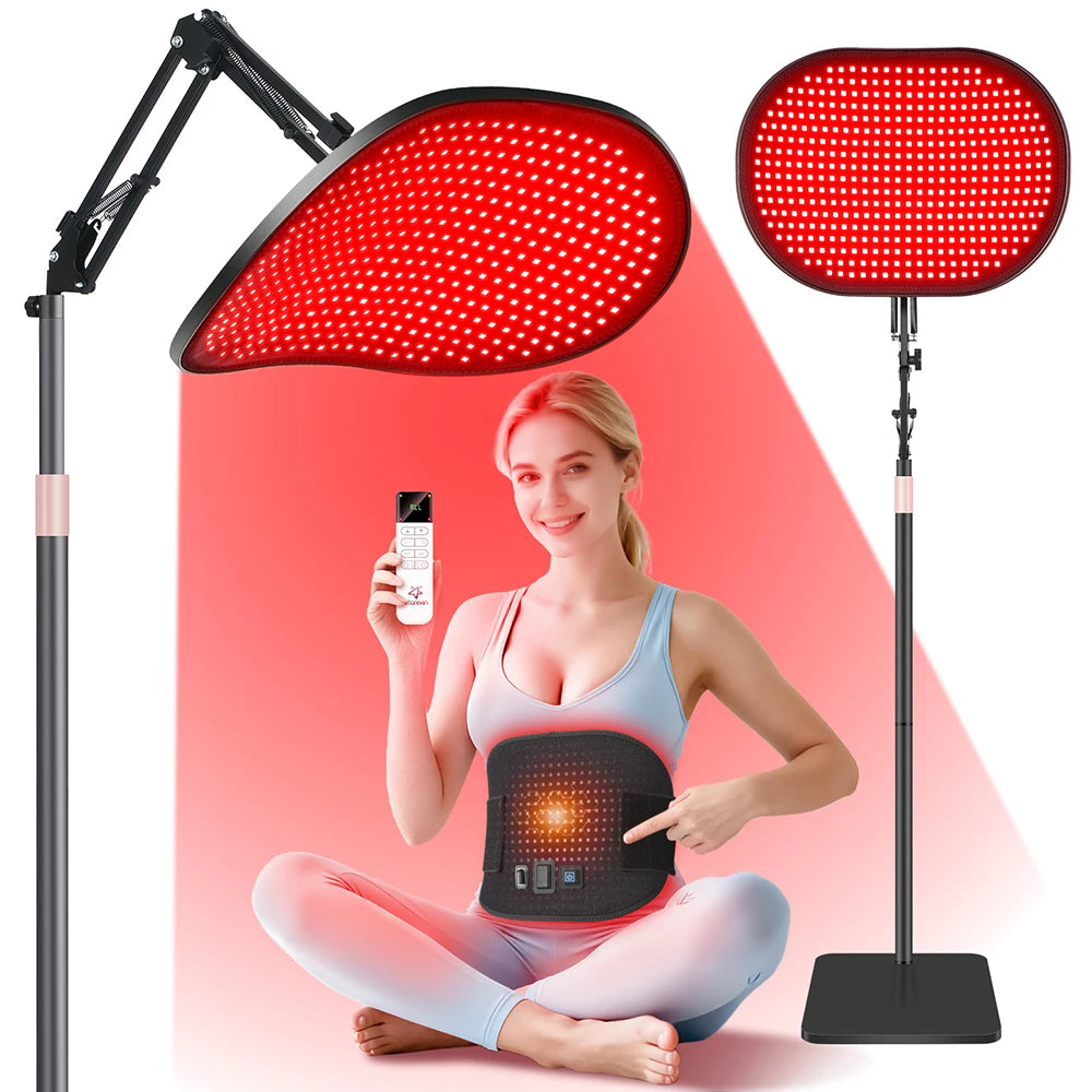 Astarexin Red Light Therapy for Face Body, 2-in-1 Infrared 432 LEDs Light Therapy with 660nm & 850nm Near Redlight Device Large Panel with Remote Stand Timer - Curl and Collar