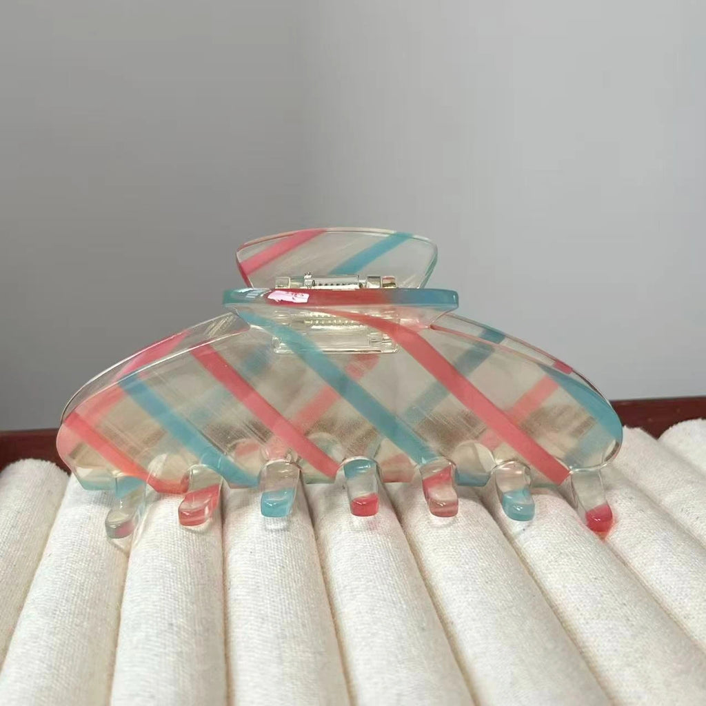 Fashion Large Hair Claw Clips for Women Girls Retro Checkered Polka Dot Strong Hold Non-slip Hair Accessories for Everyday Wear