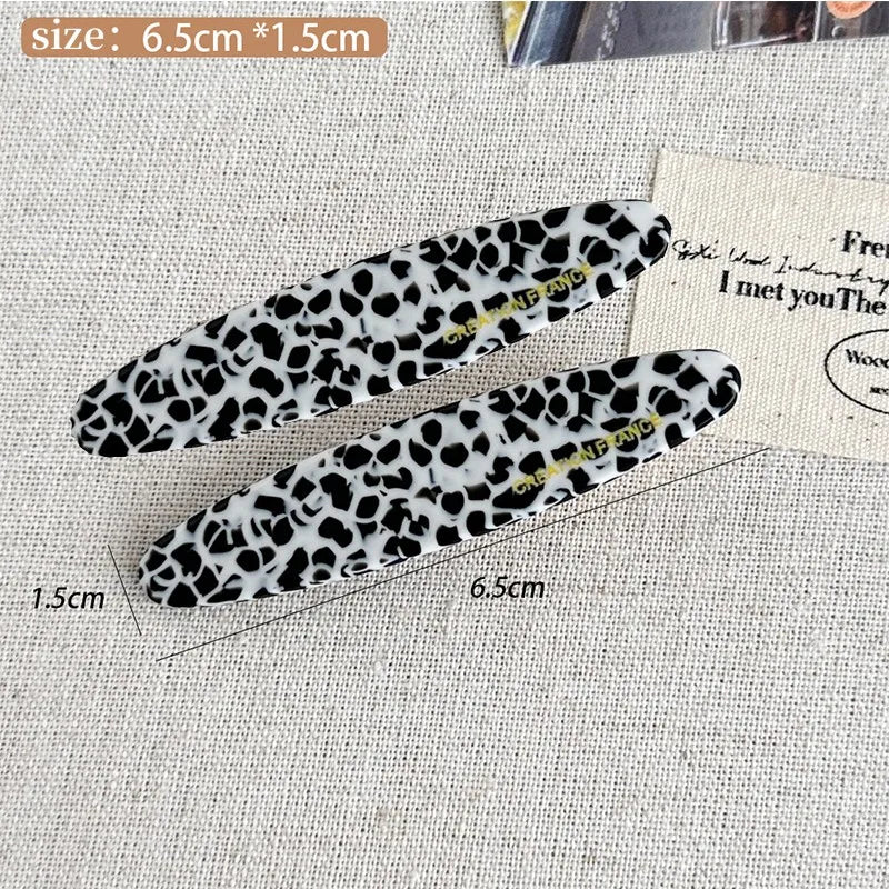 2 Pcs New Simple Acetate Fiber Hairpins,women Oval Geometric Side Clips, Colorful Duckbill Clips, One-word Clip Hair Accessories