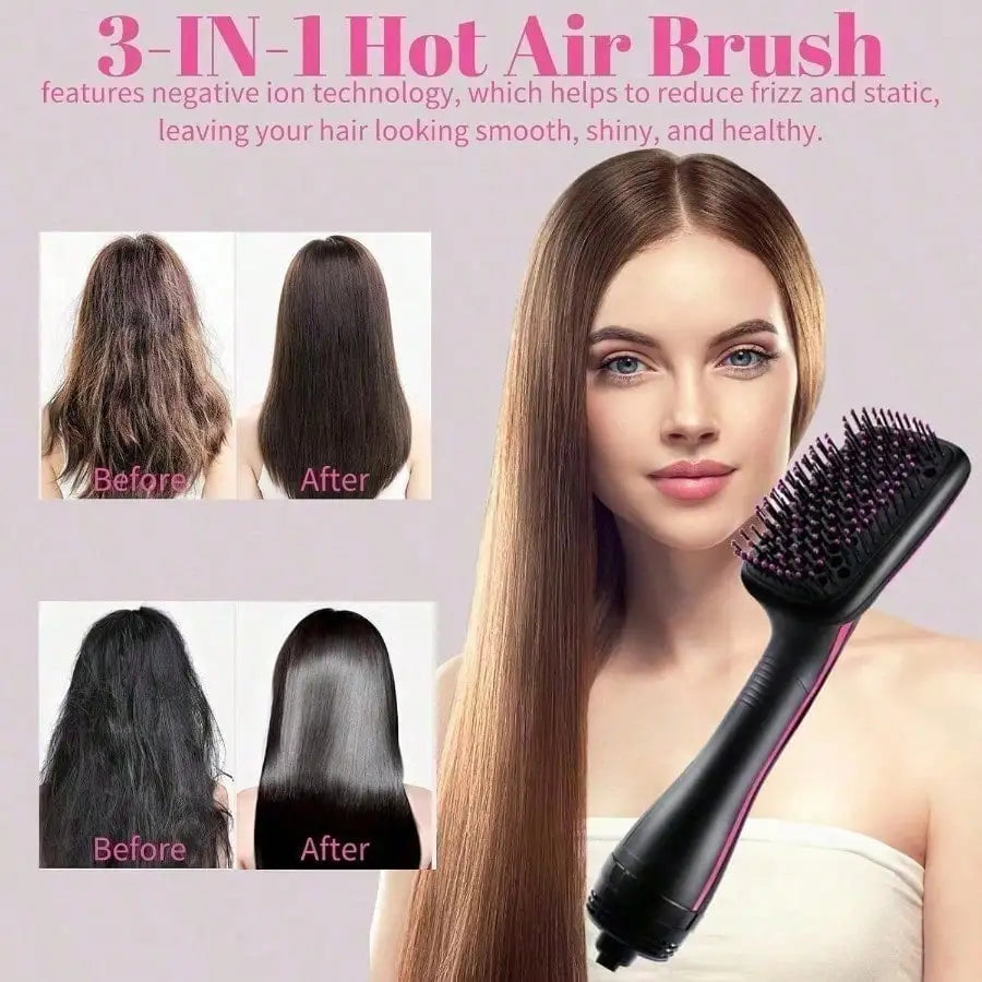 3-in-1 Styling Tool: Negative Ion Hot Air Straightener—Combines Straightening, Drying, and Smoothing Functions in One Device - Curl and Collar