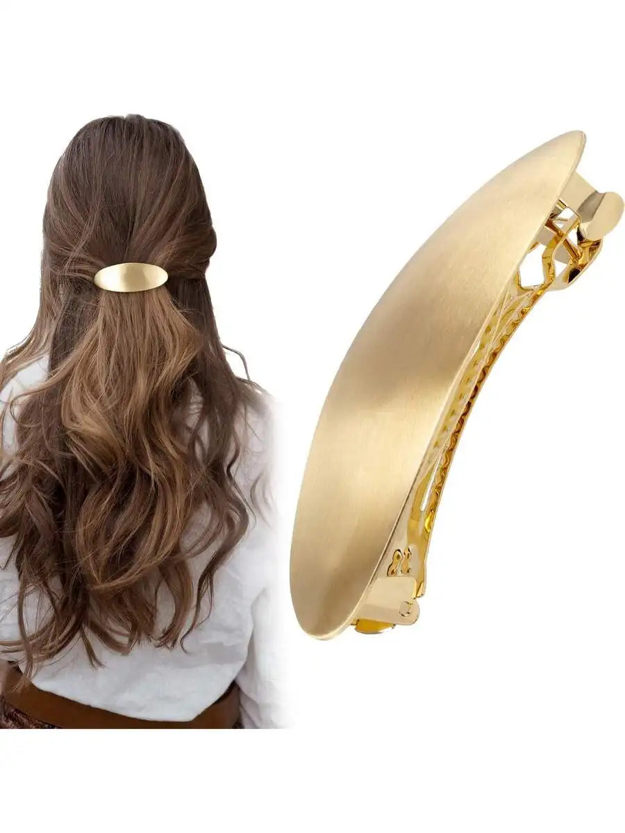 3inch Oval Hair Barrette Vintage Metal Large Hair Clip Gold French Wedding Prom Formal Hair Accessories For Women Girls Long - Curl and Collar