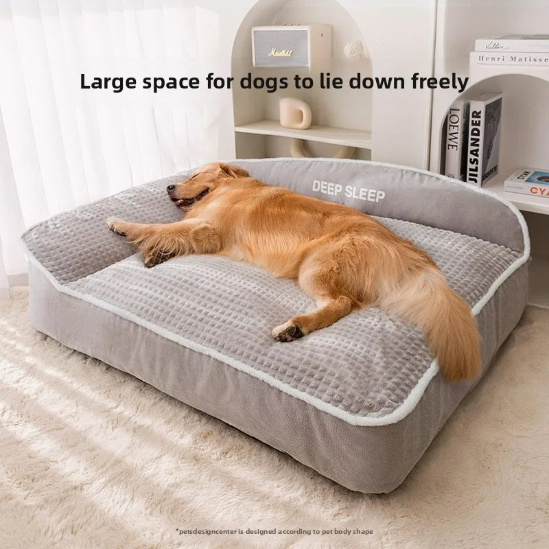 Kennel Winter Warm Dog Bed Large Super Thick Four-season Universal Removable Cat and Dog Sofa Autumn and Winter Pet Supplies - Curl and Collar