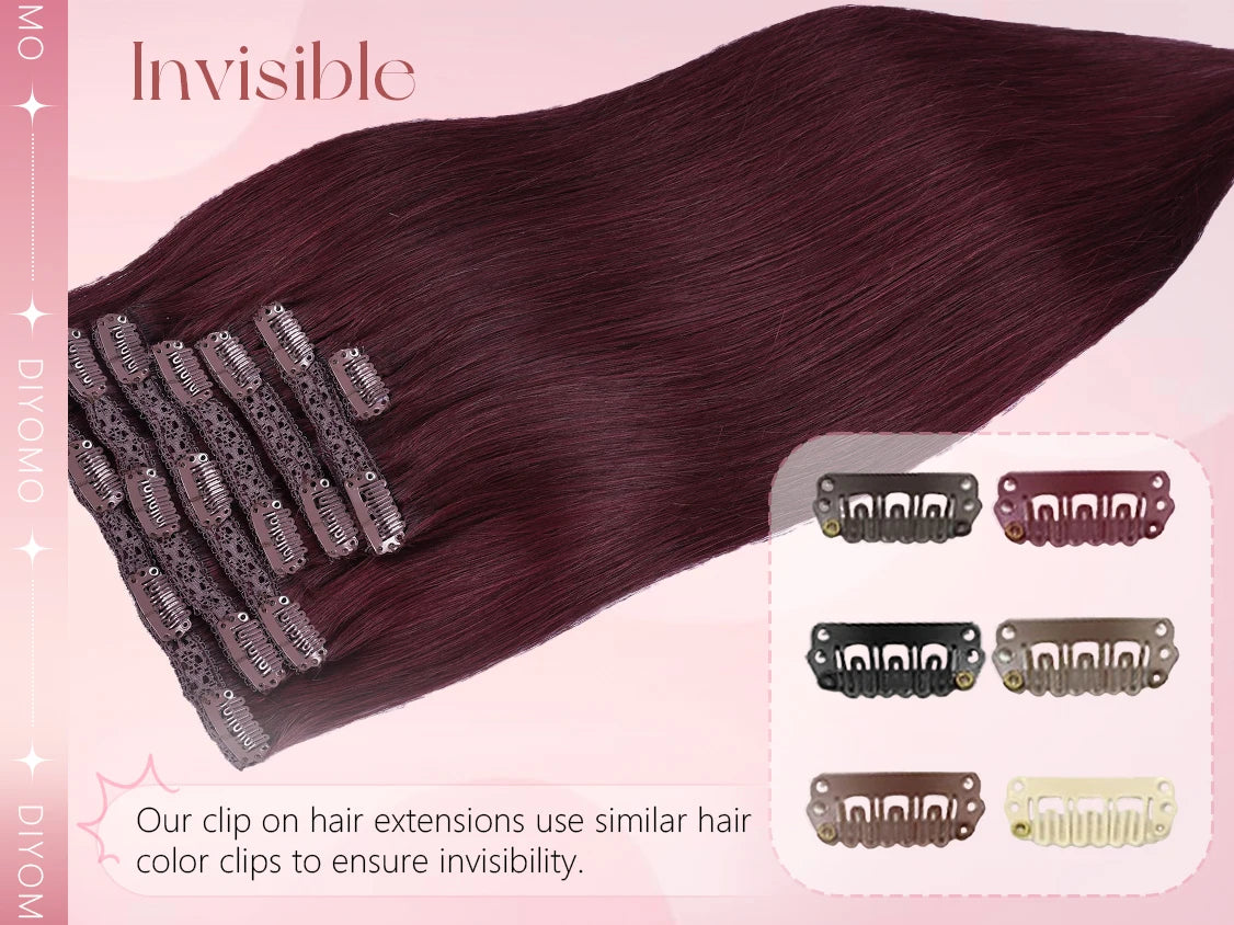 Natural Black Straight Human Hair Extensions Set of 7 PU Clip-In Invisible Wefts 100g Lightweight for Women Hairdressing - Curl and Collar