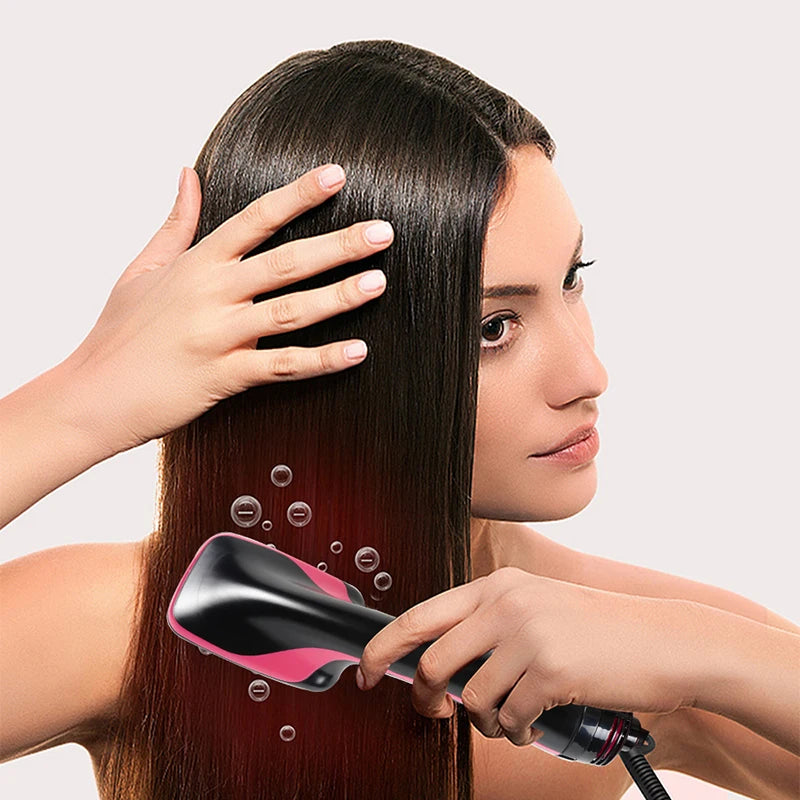 Hot Air Hair Dryer Brush Portable Multifunctional Hairdryer One Step Ions Hot And Cold Air Wind Blow Dryer Brush With Comb - Curl and Collar