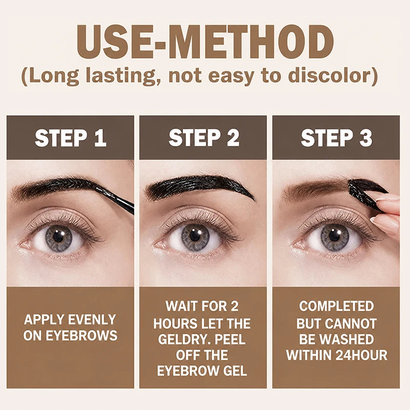 Waterproof Peel Off Eyebrow Tint Gel 10g Long Lasting Brow Makeup Natural Look Smudge Proof Easy Peel Brow Gel 4 Colors for Daily Party Festival Gift - Curl and Collar