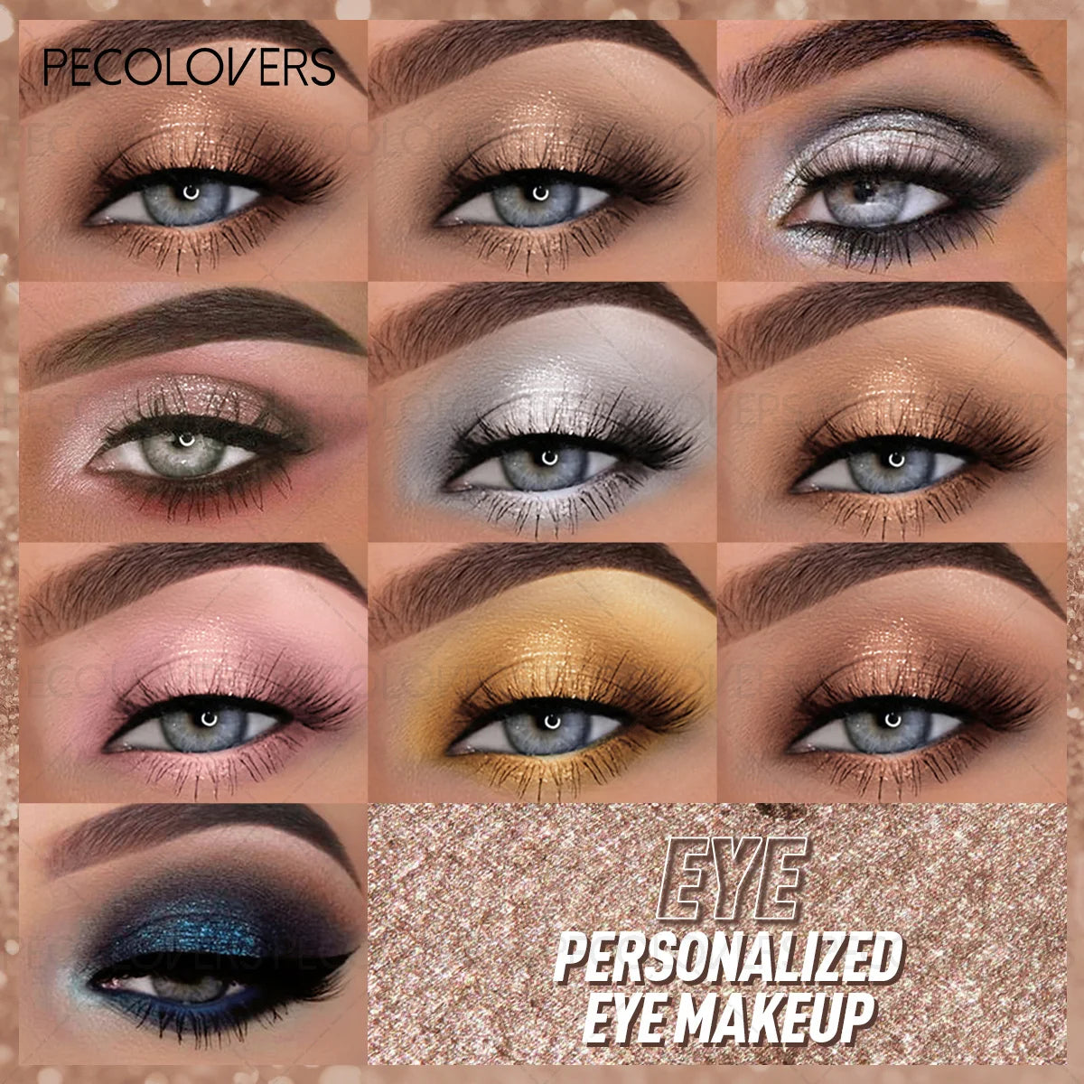10PCS/SET Glitter Highlight Eyeshadow Palette Mashed Potatoes Texture Lasting Shimmer Illuminator Brighten Highlighter Eye Cosmetic - Curl and Collar