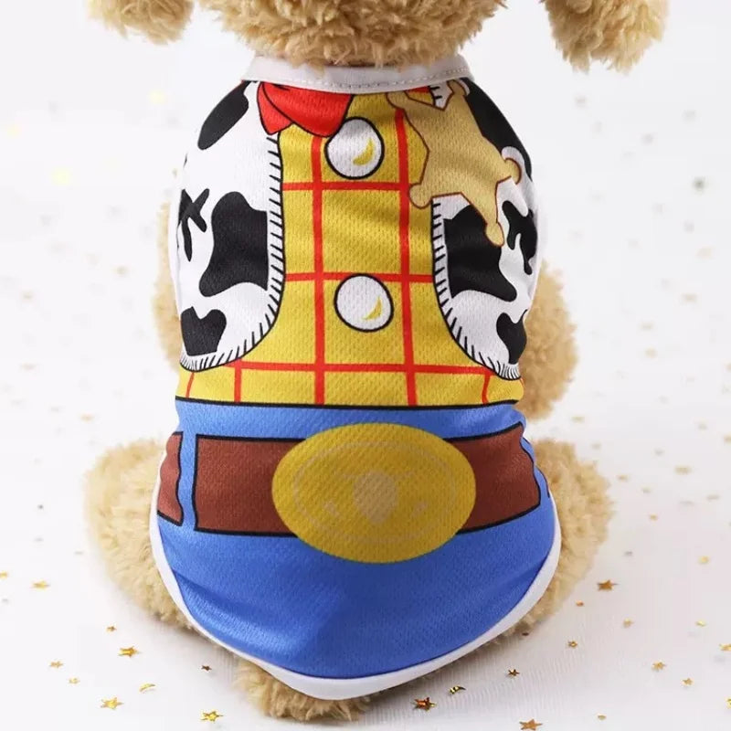 Pet Dog Clothes Cartoon Clothing Puppy Dogs Soft Vests Summer Shirt Casual T-Shirt for Small Pet Supplies - Curl and Collar