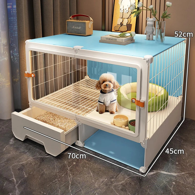 Breathable dog cage Small dog with toilet Separation One room One living room One bathroom Indoor household Teddy pet dog villa - Curl and Collar
